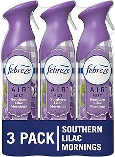 Febreze Air Mist Air Freshener Spray, Odor-Fighting Room Spray, Air Fresheners for Home and Bathroom and Kitchen, Aerosol Can, Southen Lilac Mornings Scent, Purple, 8.8oz (Pack of 3)