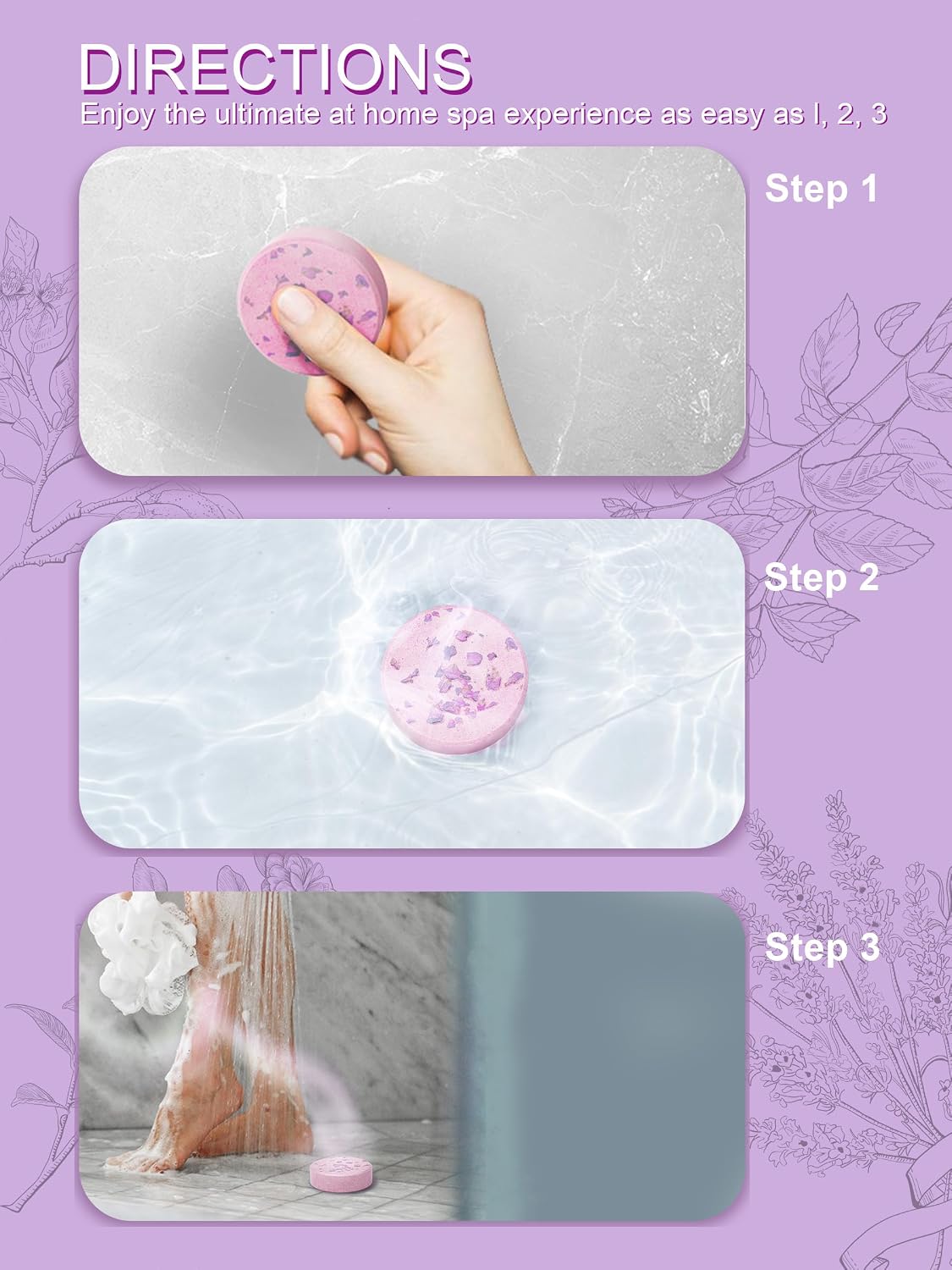 Shower Steamers Aromatherapy Stocking Stuffers 8 Scents, Christmas Gifts for Women Elegant Packaging Birthdays Gifts for Mom, Natural Essential Oil Home Spa Self Care & Relaxing Lavender