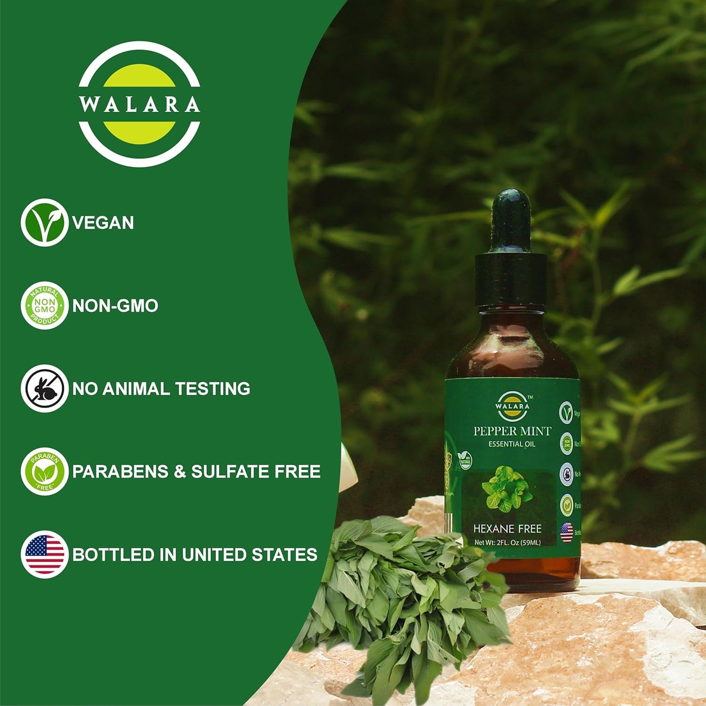 Peppermint Essential Oil - 2 oz | 100% Pure & Natural for Aromatherapy, Skin, Hair & Scalp Care