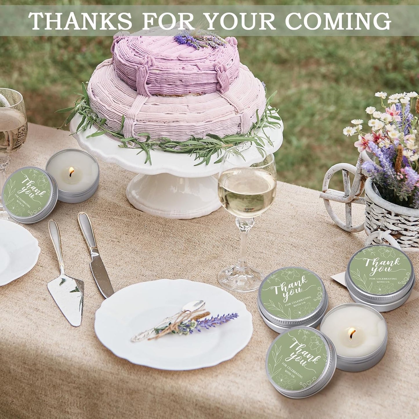 MTLEE 50 Pcs Sage Green Wedding Thank You Candles Gifts for Guests, Bridal Shower Baby Shower Favors, 1 oz Mini Lavender Scented Soy Wax Candles Tin Bulk for Birthday Aromatherapy Party Favors