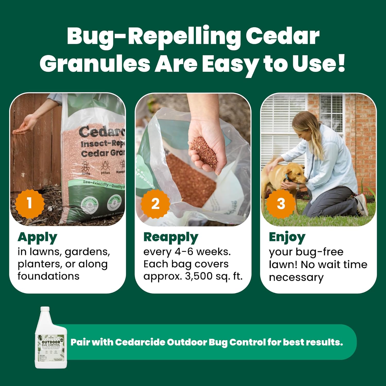 Cedarcide Original Cedar Granules – Cedar Chips for Home & Garden | Repels Ants, Aphids, Spiders, Mosquitos | Smells Great & Easy to Use | 1 Bag (8 lbs)