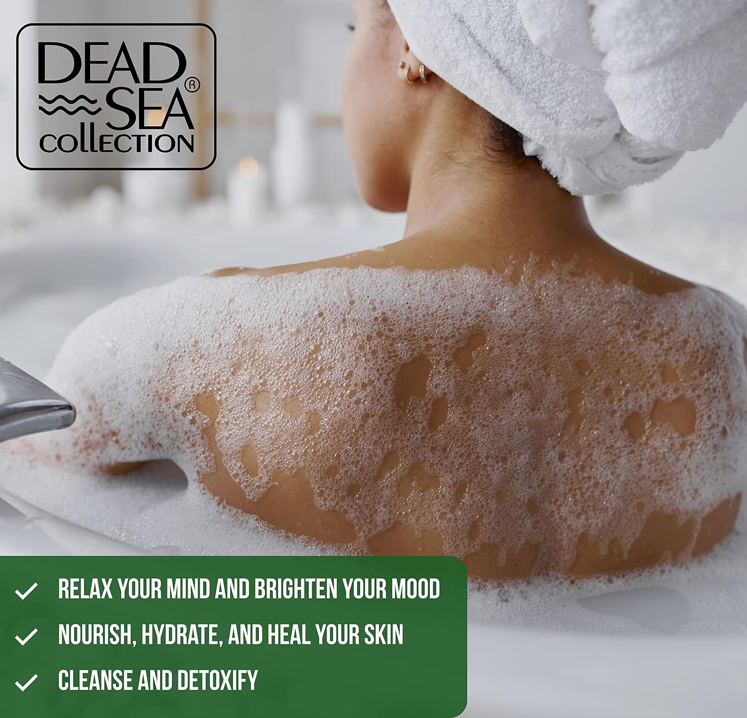 Dead Sea Collection Bubble Bath with Hemp & Coconut Lime for Women and Men – Pure Dead Sea Minerals - Relaxing Foaming Bath - Nourishing and Moisturizes Skin - Pack of 2 (67.6 fl.oz)