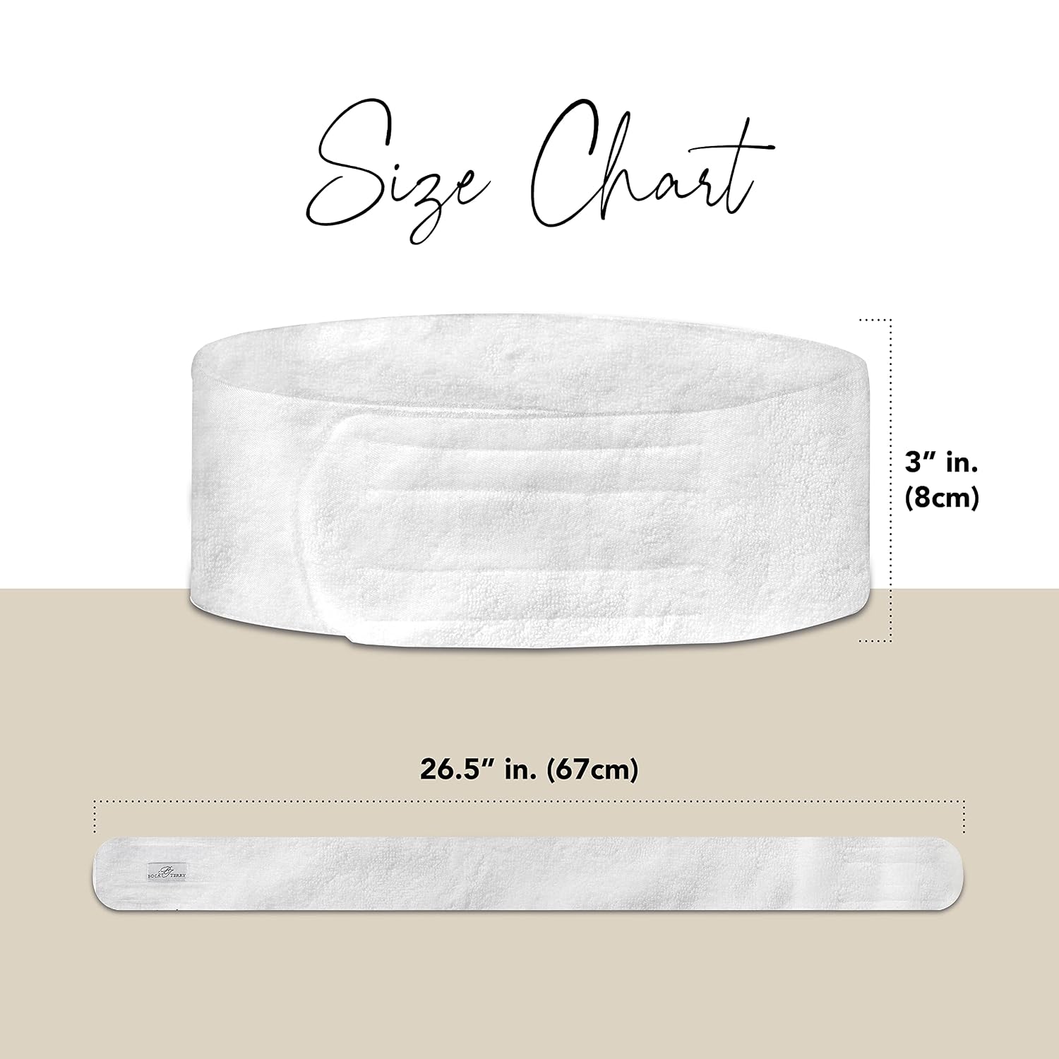Boca Terry Makeup Headband, 100% Cotton Women's Adjustable Towel Headband for Washing Face, Facial, Cosmetic & Skin Care Treatments. 3-Pack