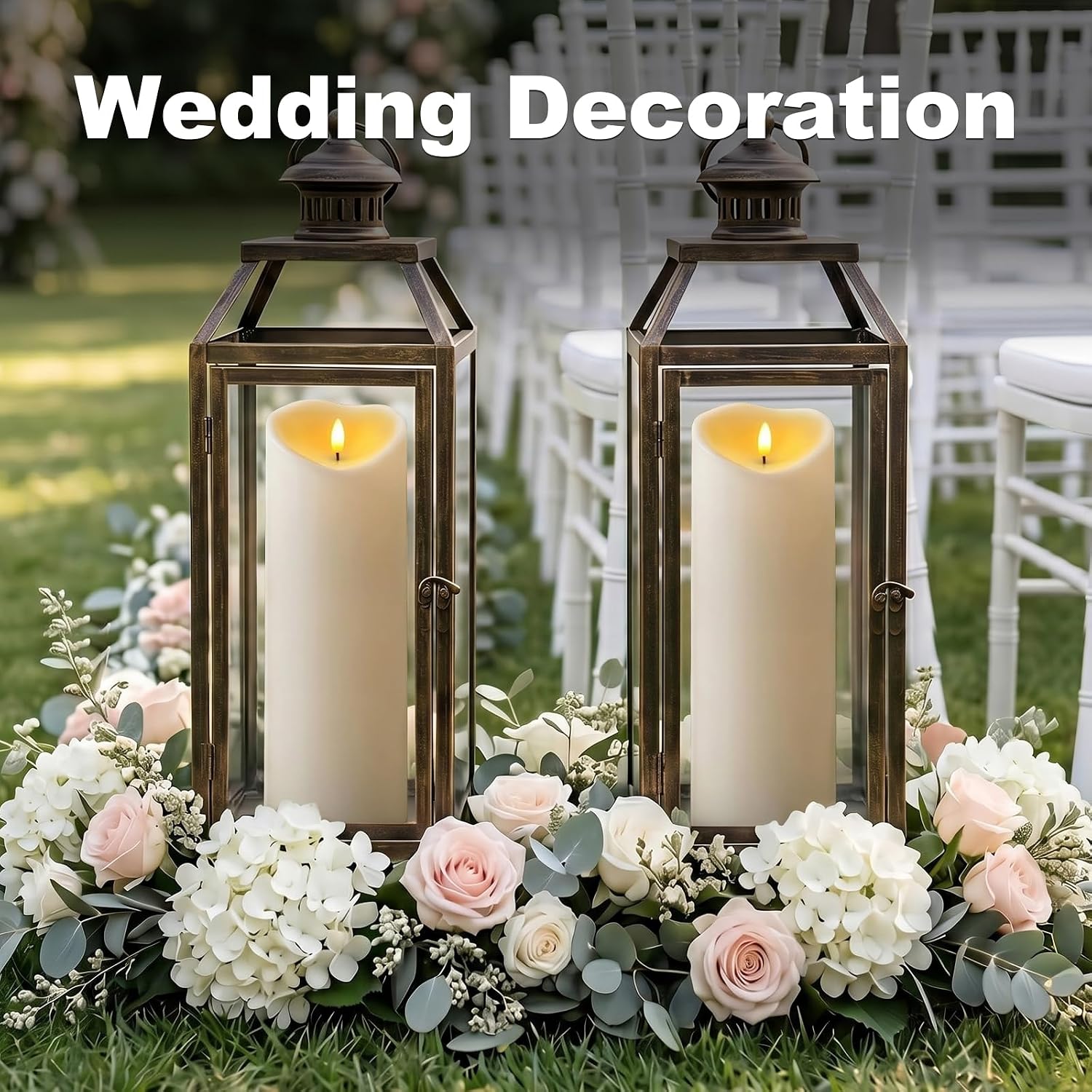 Amagic 4” x 12” Large Outdoor Candles with Timer Waterproof, Flickering Flameless Candles Battery Operated with Remote, Realistic LED Fake Pillar Candle for Lanterns, Patio, Porch, Garden Decor