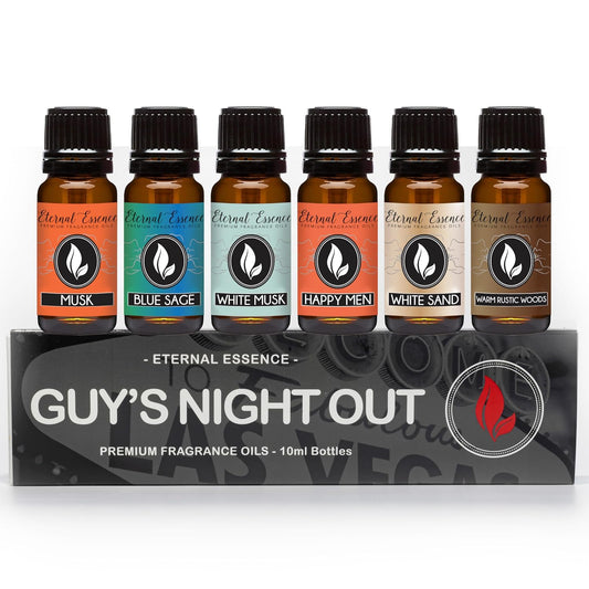Eternal Essence Oils Guy's Night Out Set of 6 Premium Fragrance Oils - Includes Including Happy Men
