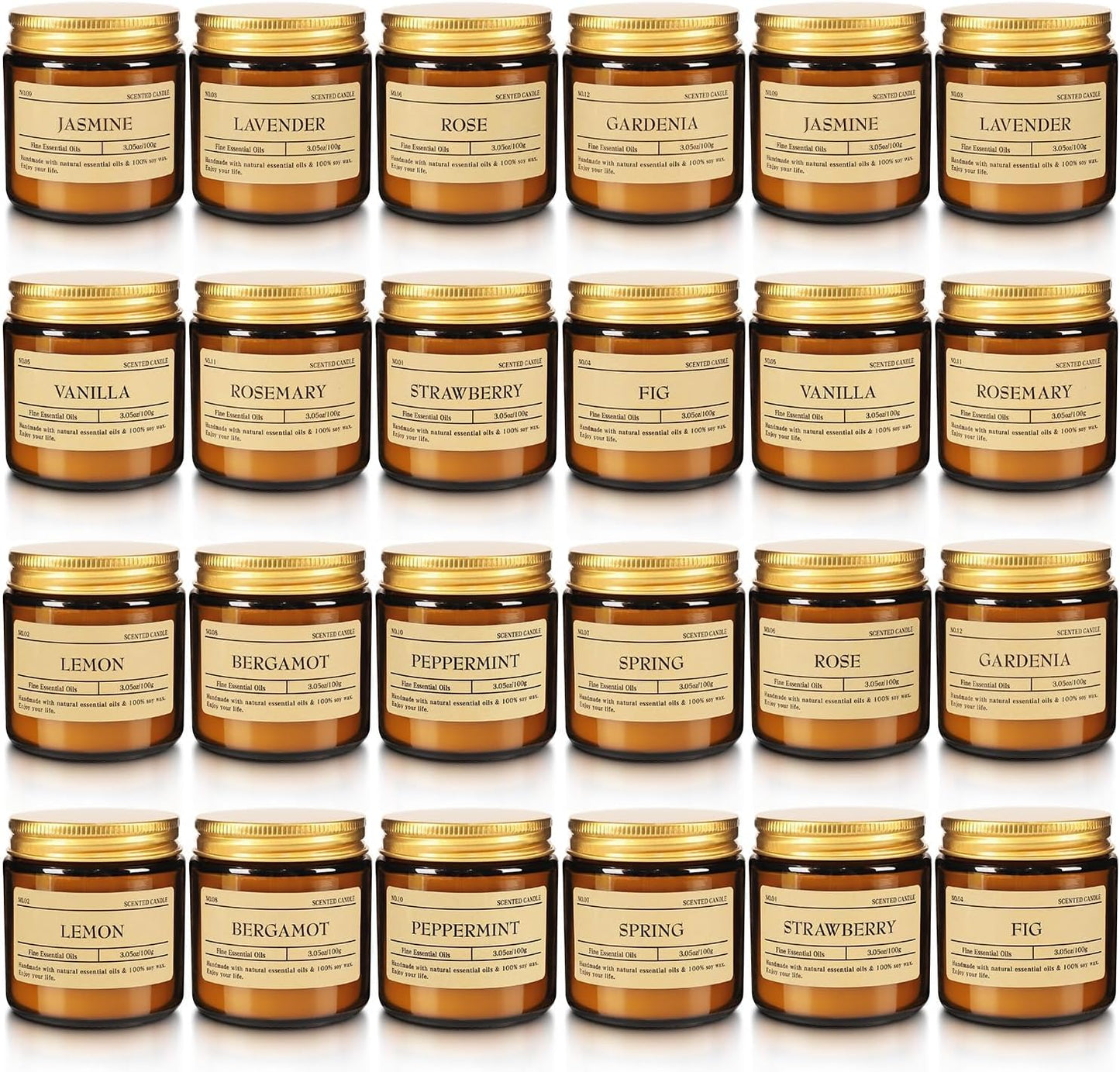 Scented Candle Set 24 Pack (3.05oz Each) - Aromatherapy Candles with Essential Oils, Smokeless Soy Wax Candles in 12 Scents, Gift for Women/Mom, Valentine/Mother's Day/Christmas/Birthday