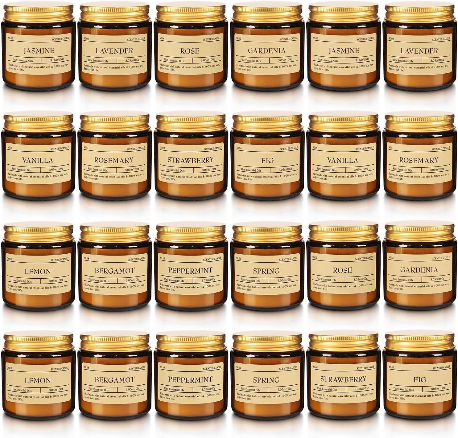 Scented Candle Set 24 Pack (3.05oz Each) - Aromatherapy Candles with Essential Oils, Smokeless Soy Wax Candles in 12 Scents, Gift for Women/Mom, Valentine/Mother's Day/Christmas/Birthday