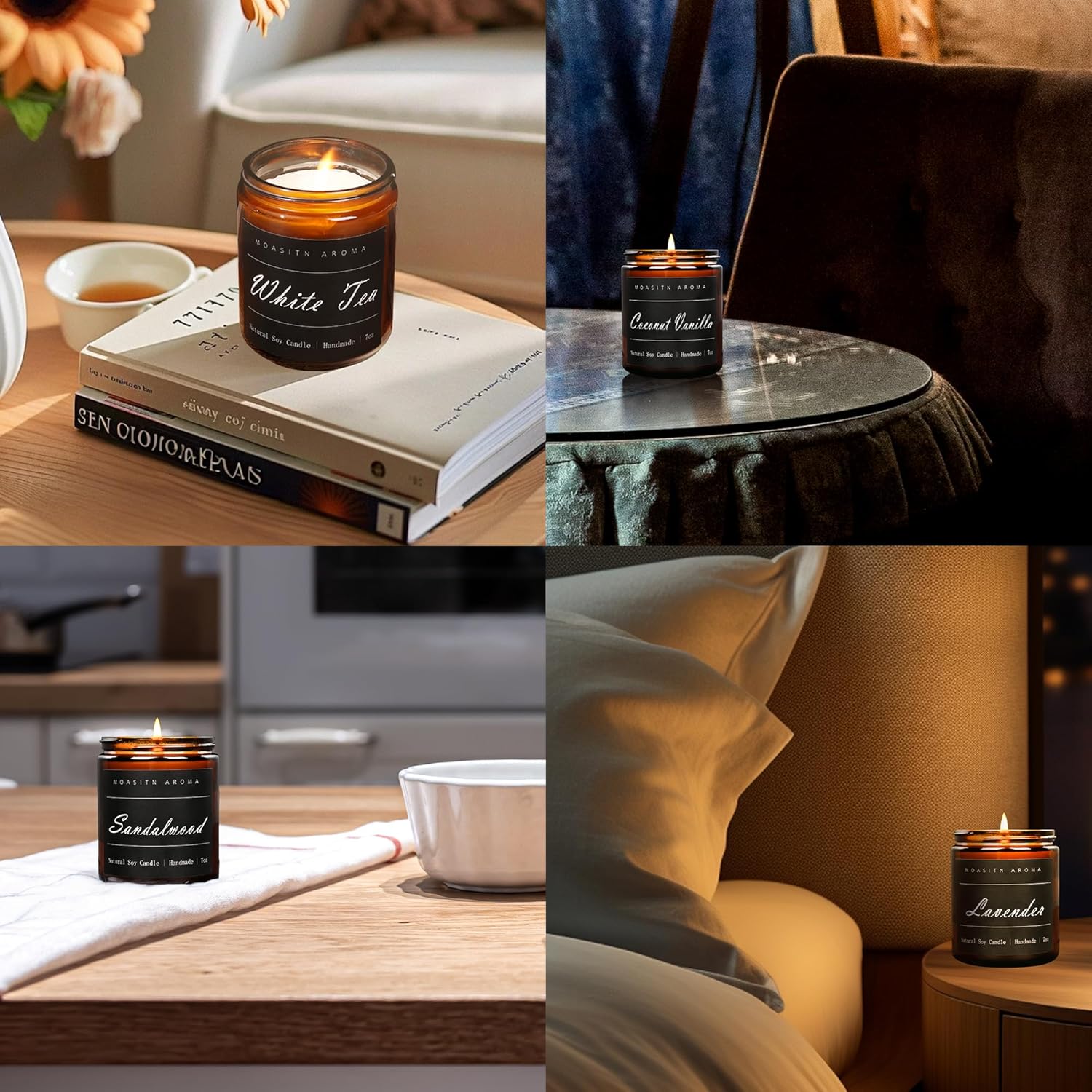 MOASITN Patchouli Highly Scented Candles for Home| Natural Soy Aromatherapy Candle| Handmade Long Lasting Jar Candle| Candel Gift for Women,Men as Relaxing,Birthday,Housewarming Gifts| 7oz