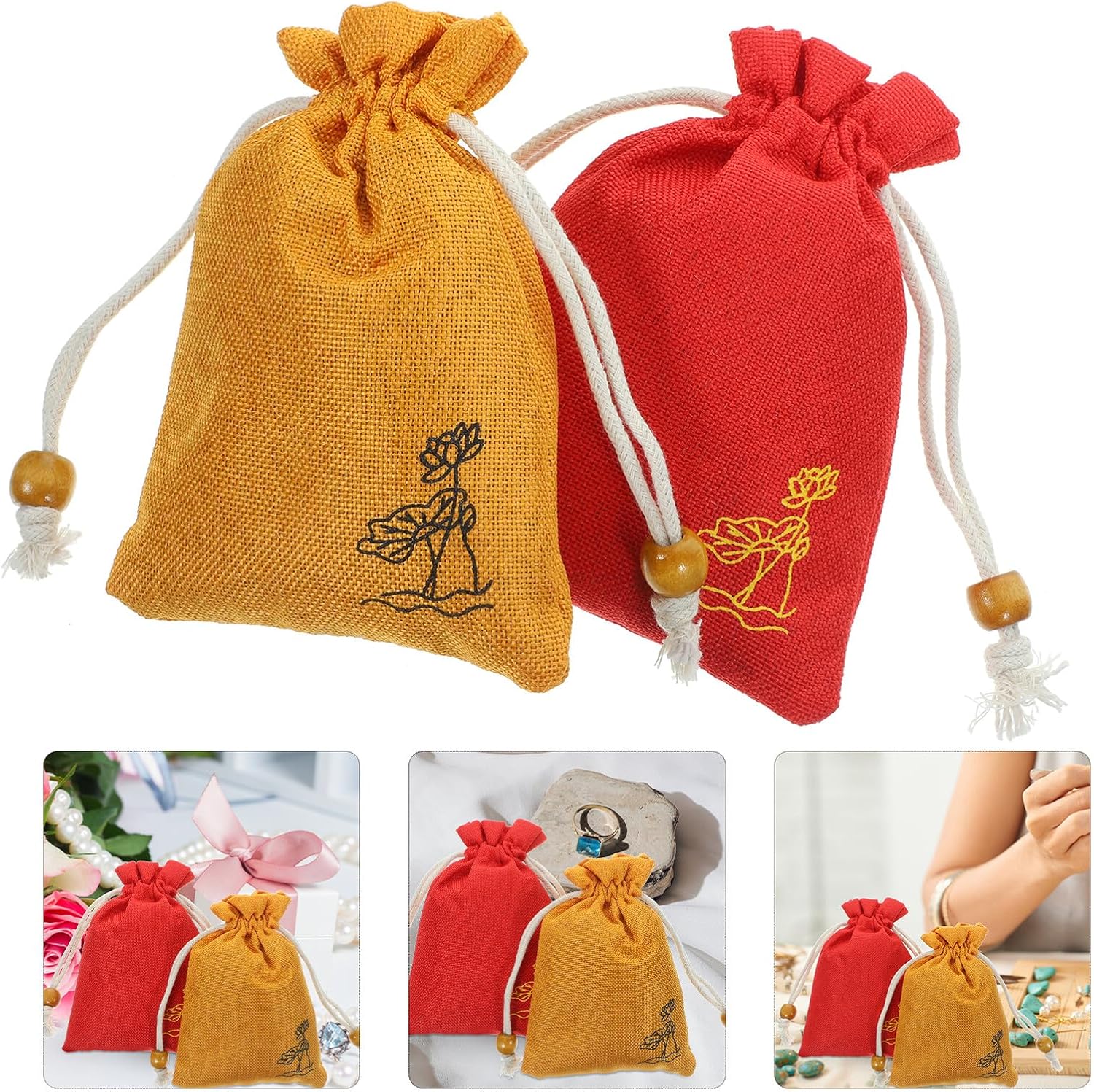 2Pcs Natural Dried Lavender Sachets Cotton Linen Fragrant Sachet Bags for Closets Storage Car Handbags with Aroma and Natural Floral Scents Random Color
