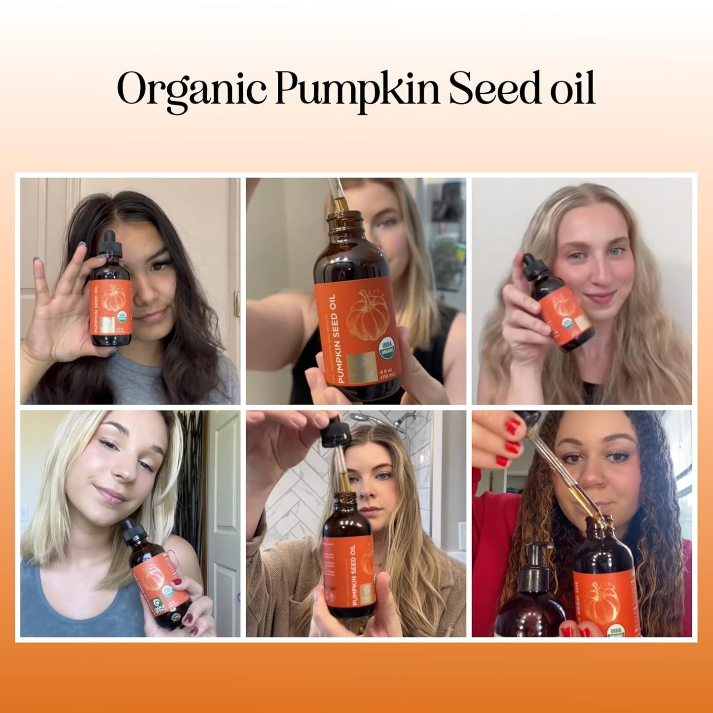 Maple Holistics Pumpkin Seed Oil Organic Certified - 100% Pure Organic Pumpkin Seed Oil for Hair and Anti Aging Face Oil - USDA Organic for Dry Hair and Volume - Virgin Cold Pressed & Unrefined (4oz)