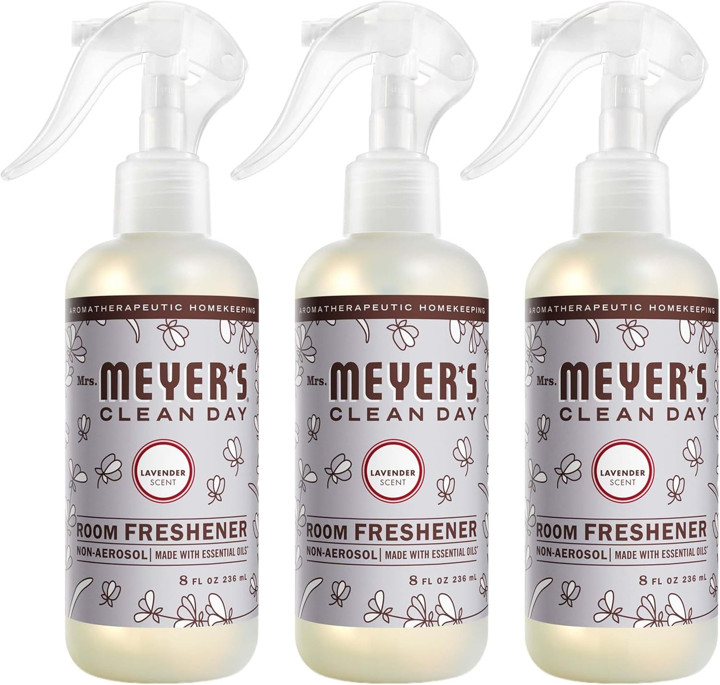 MRS. MEYER'S CLEAN DAY Room Spray, Lavender Scent, 8 Fl Oz Bottle - 3 Pack