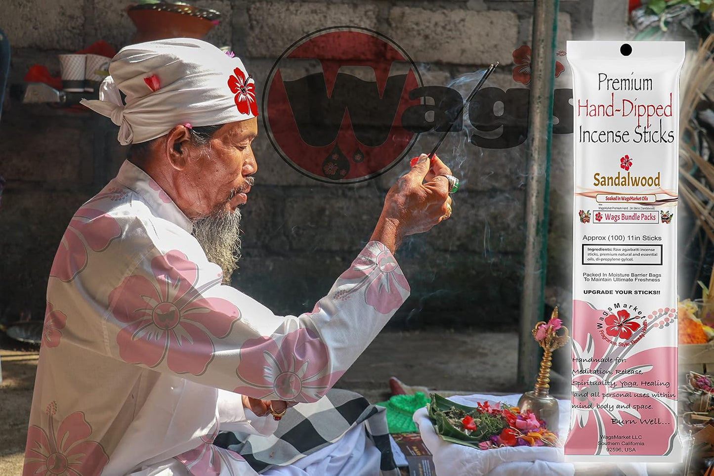 WagsMarket Premium Hand Dipped Incense Sticks, You Choose The Scent. 100-11in Sticks. (Sandalwood)