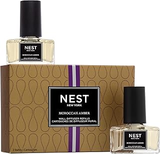 NEST New York Wall Diffuser Refill Vials, Moroccan Amber - Set of 2 - Up to 60 Days of Continuous Scent - Cruelty Free, Vegan - Made in USA