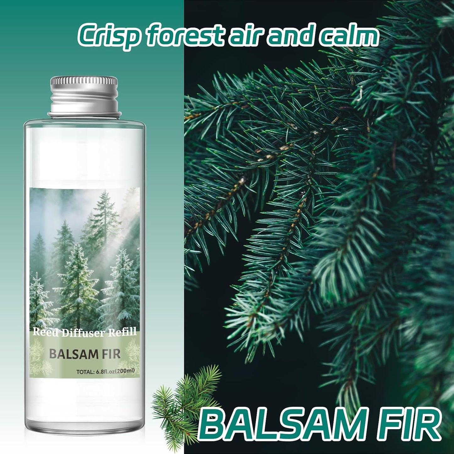 SCENTORINI Reed Diffuser Oil Refill, Balsam Fir Diffuser Oil 6.76 Fl Oz, Natural Scented Essential Oil Refill Long Lasting Summer Home Fragrance for Room Spa Aromatherapy Bathroom Home Decor