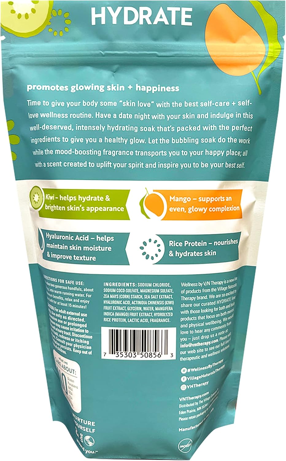 Wellness By Village Naturals Therapy, Hydrate Foaming Bath Soak, 36 oz, Pack of 2