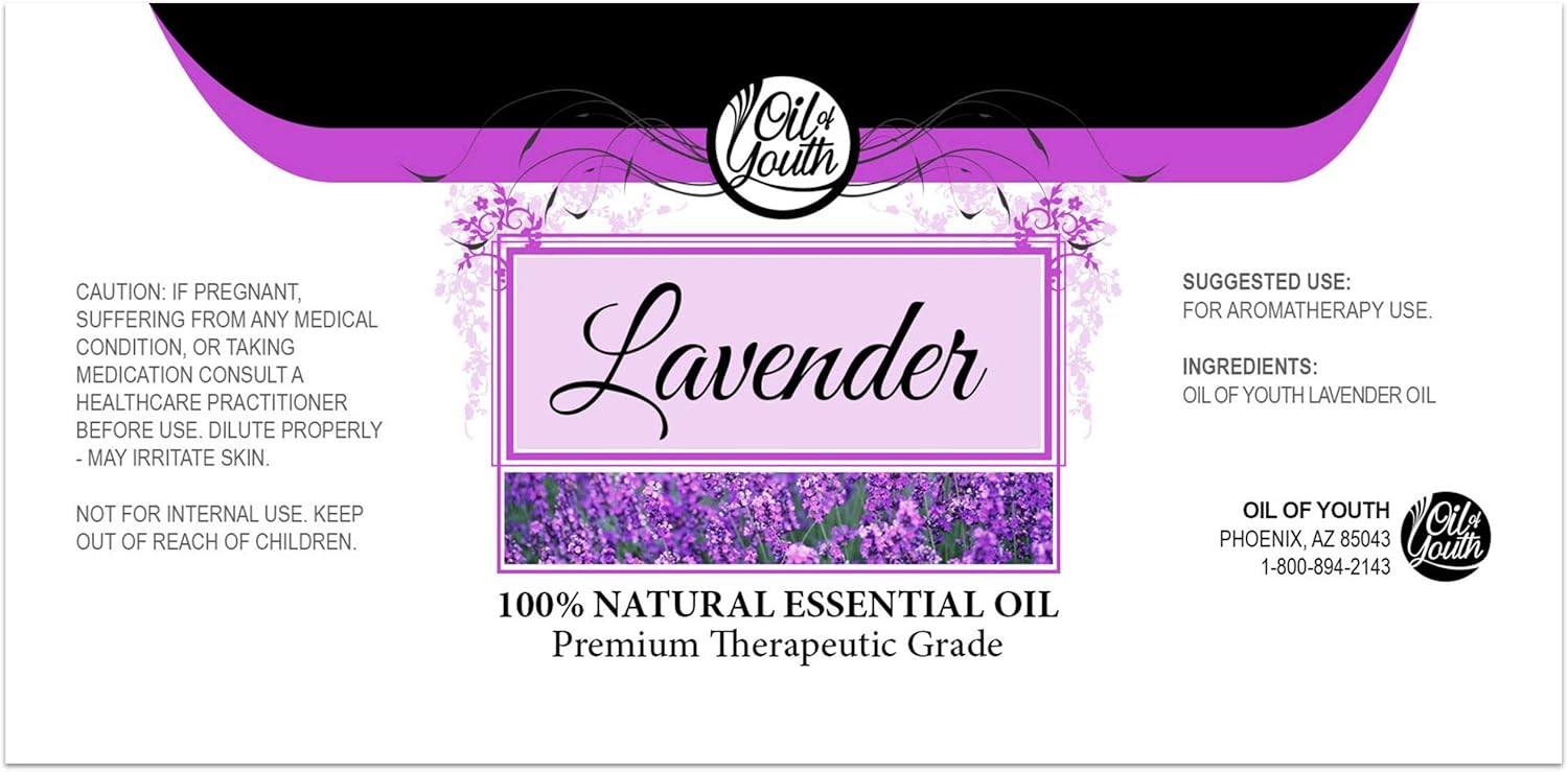 Oil of Youth Lavender Essential Oil Pure for Diffuser, Aromatherapy, Calming & Relaxation (16oz Bulk)