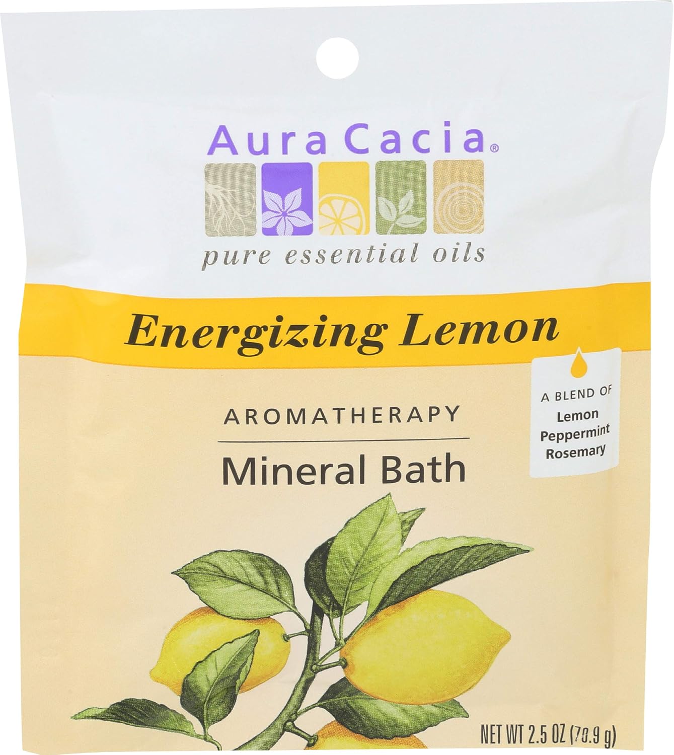 Aura Cacia Aromatherapy Mineral Bath, Energizing Lemon, 2.5 ounce packet (Pack of 3)
