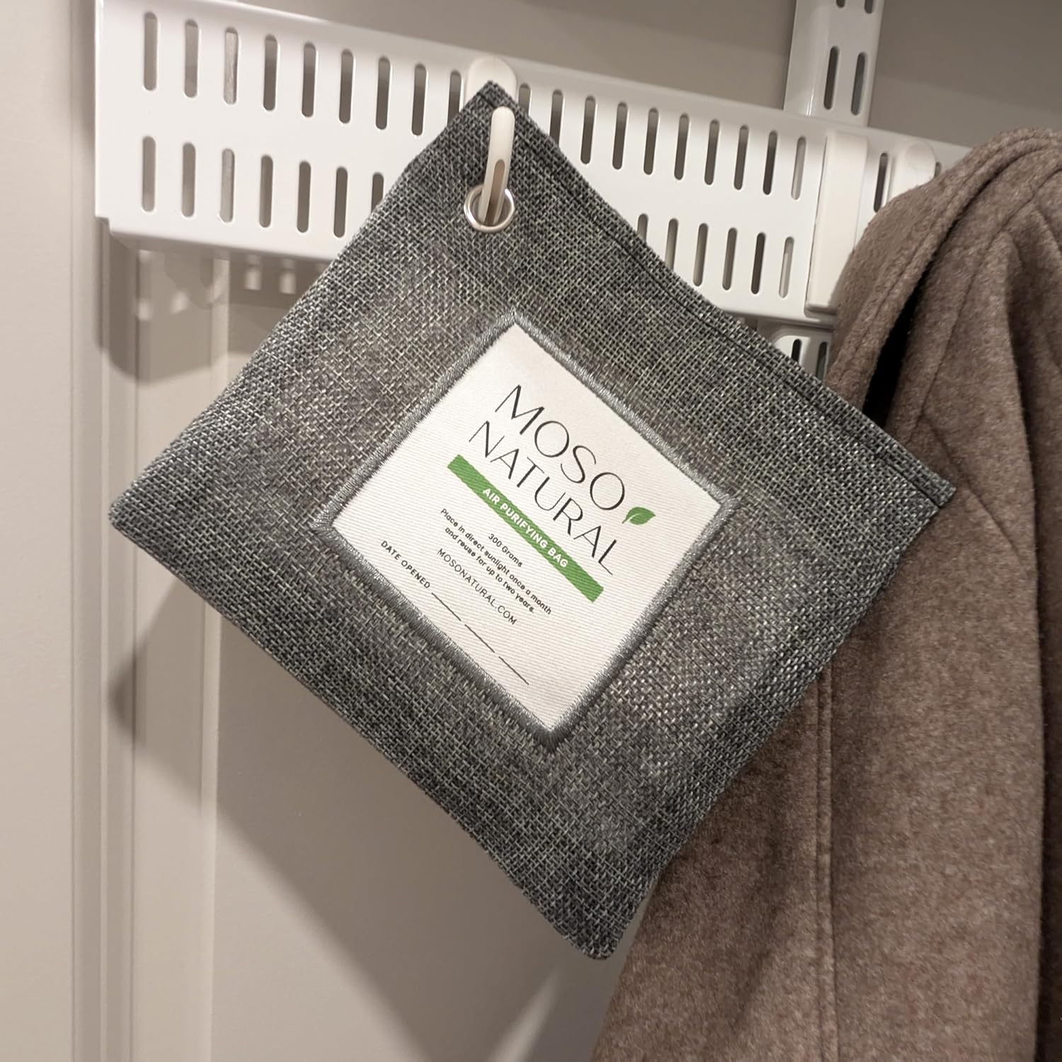 Moso Natural Air Purifying Bag 300g, Premium Charcoal Odor Absorber & Deodorizer for Closets, Bathrooms & Small Spaces — Lasts 2 Years, Pet Odor Eliminator for Home, Unscented Bamboo Charcoal Bag