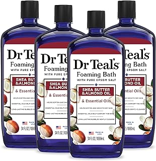 Dr Teal's Foaming Bath with Pure Epsom Salt, Shea Butter & Almond, 34 fl oz (Pack of 4)