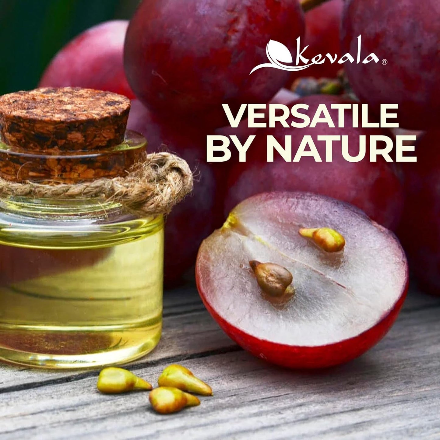 Kevala Grapeseed Oil - Nutritious Oil Great for Cooking and Beauty, Made with Carefully Selected Grapes, Perfect Base with Natural Flavor for an Organic Salad Dressing, Vitamin E Source, 64 fl oz