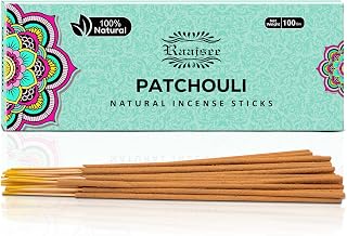Raajsee Patchouli Incense Sticks 100 gm Pack-100% Pure Organic Natural Hand Rolled Free from Chemicals-Perfect for Church,Aromatherapy,Relaxation,Meditation,Positivity & Sensual Therapy