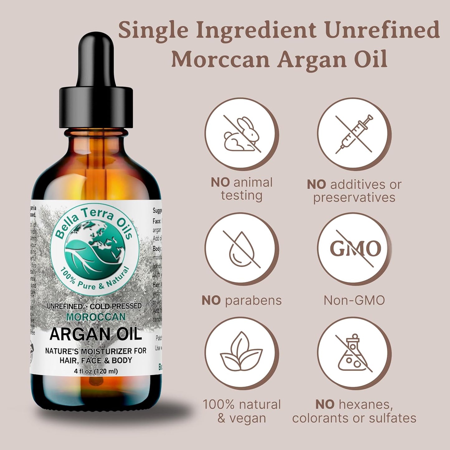 Bella Terra Oils - Argan Oil 8 oz - Pure Moroccan Elixir, Enhances Shine in Hair, Deeply Nourishes Skin, Perfect Oil for Curly Hair