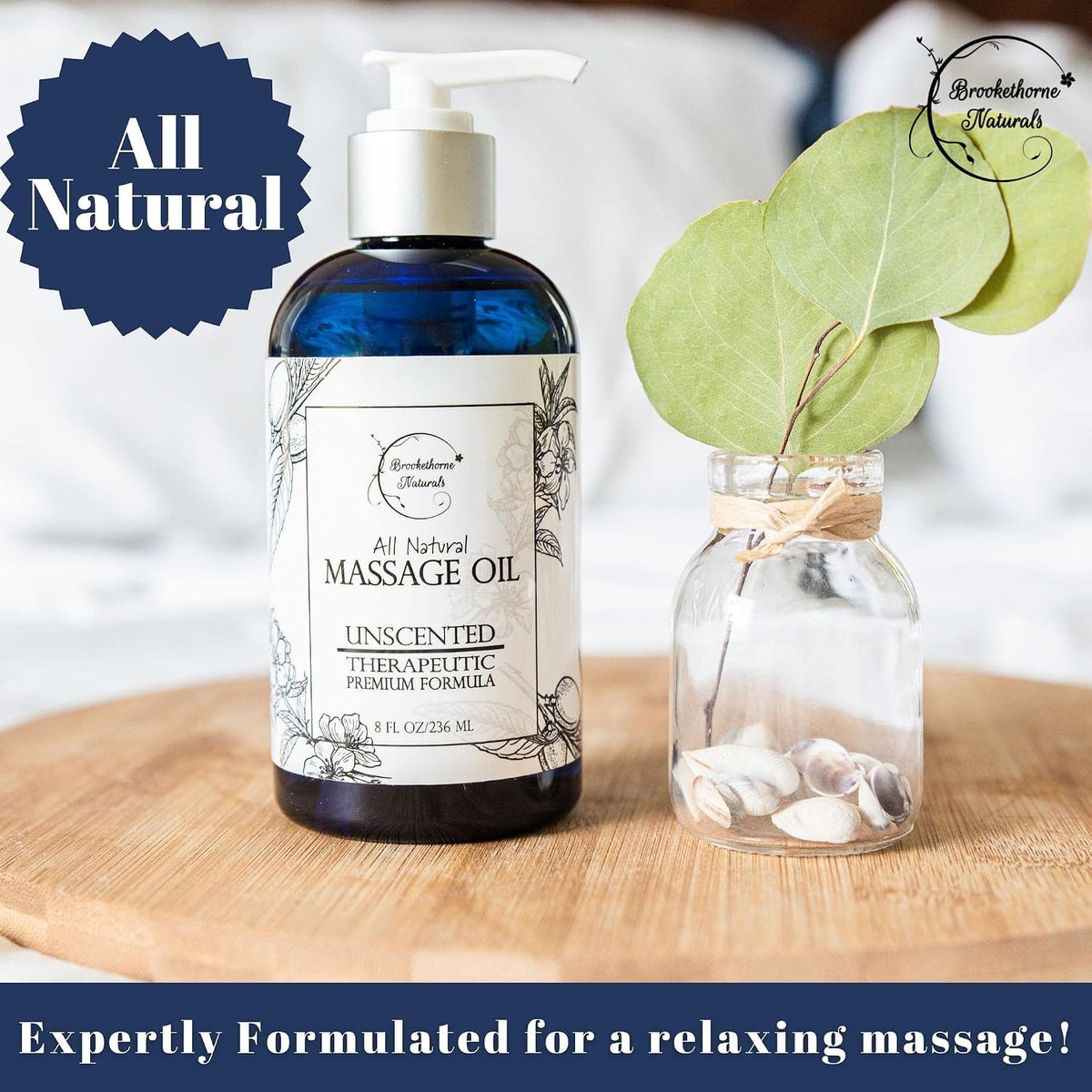 Unscented Massage Oil for Massage Therapy 8oz | Brookethorne Naturals