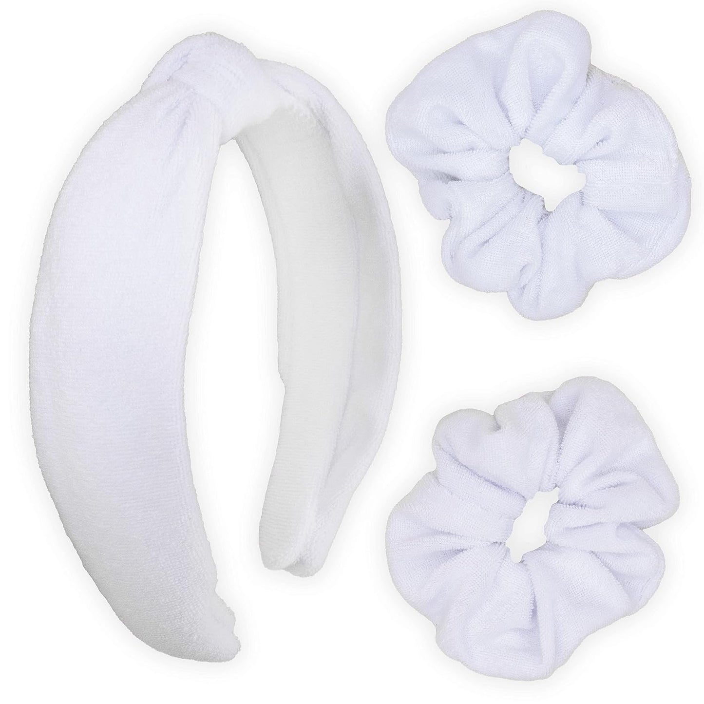 FROG SAC Spa Headband for Washing Face, Teen Girls White Terrycloth Skincare Headbands and Wristbands, Soft Facial Makeup Towel Head Band, Skin Care Girl Hair Accessories