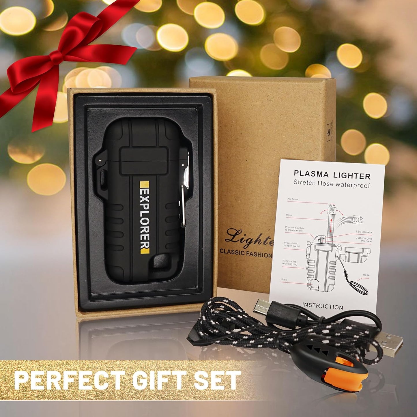 Lafagiet USB C Rechargeable Lighter, 360° Flexible Neck, Wind & Water Proof, Electric Arc Lighters for Candle, Camping