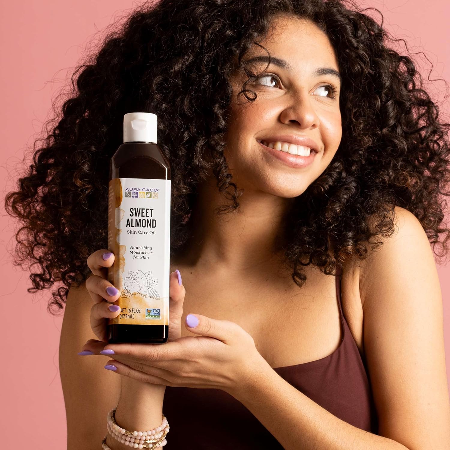 Aura Cacia Sweet Almond Skin Care Oil, 16-Ounce, Natural Source of Skin-Nourishing Fatty Acids & Lipids, No Paraben