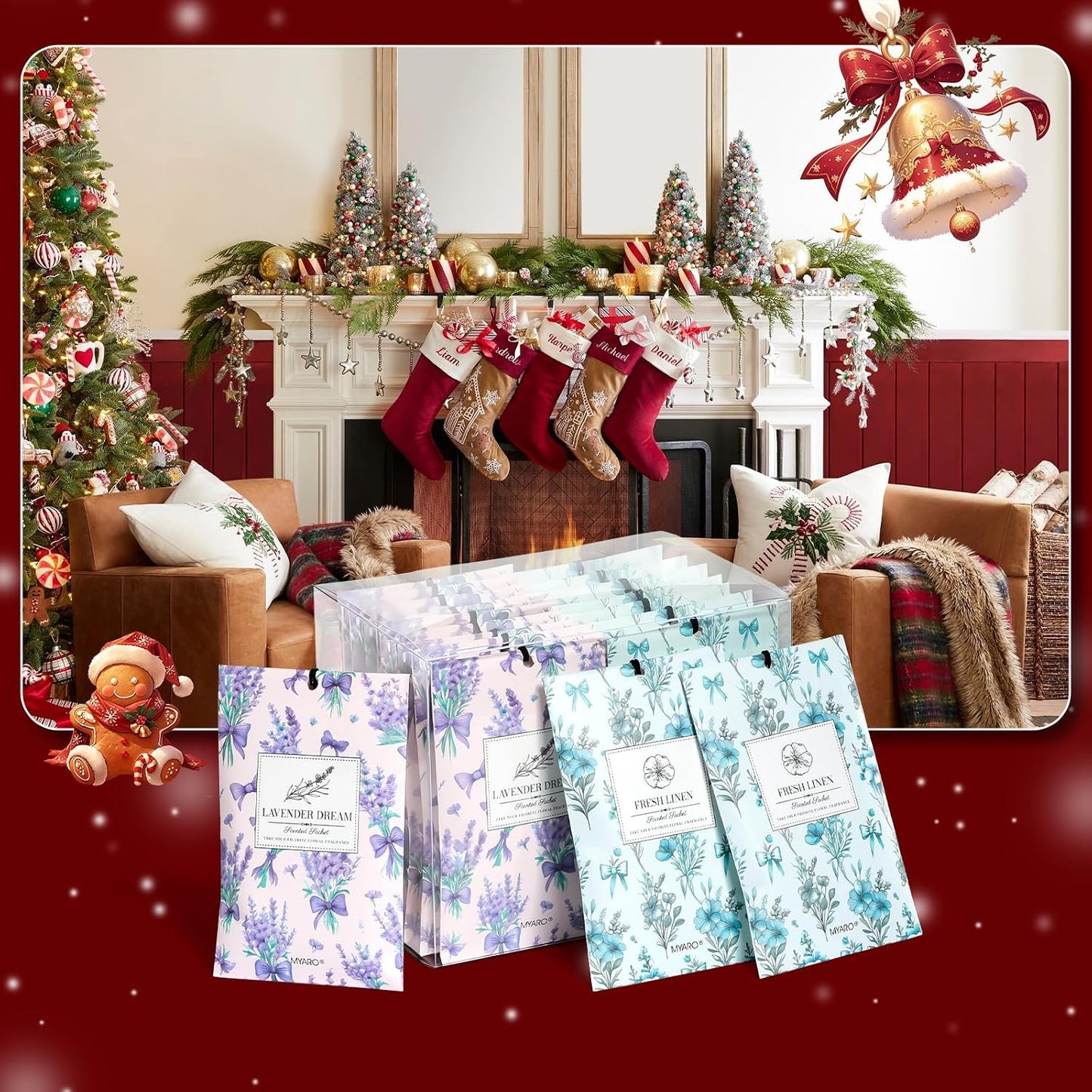 MYARO 20 Packs Lavender Linen Scent Sachet Long Lasting Closet Drawer Deodorizer Home Air Freshener Room Odor Eliminator