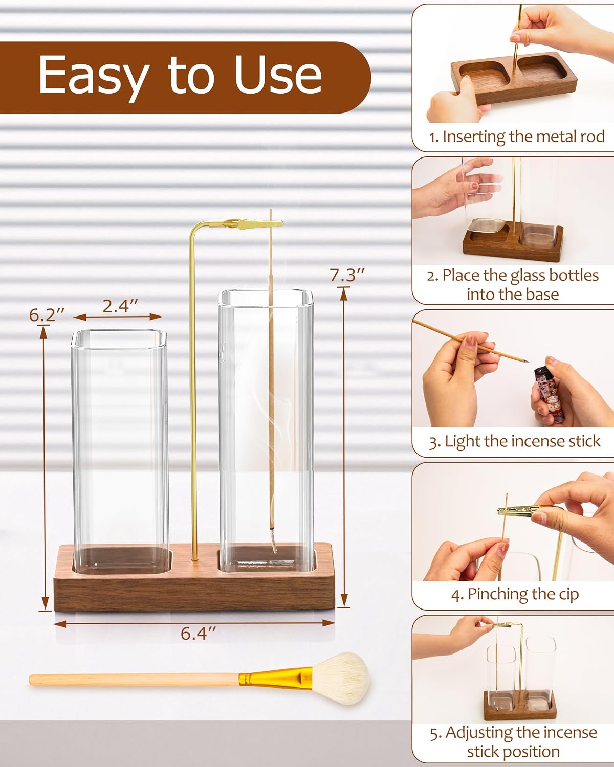 2 in 1 Incense Holder with Glass Jars