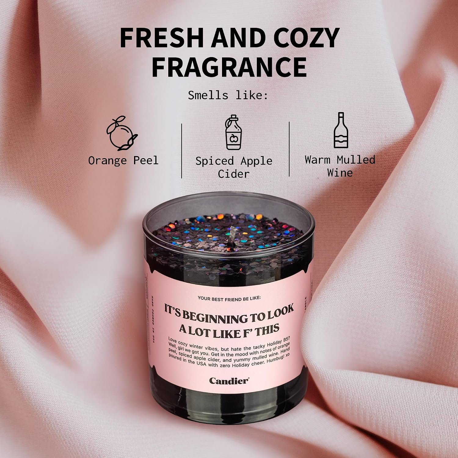 It’s Beginning to Look a Lot Like F This Scented Candle, Natural Soy Wax Candle with Orange Peel and Spiced Apple Cider Notes, Long-Lasting 60-Hour Burn, Candier by Ryan Porter