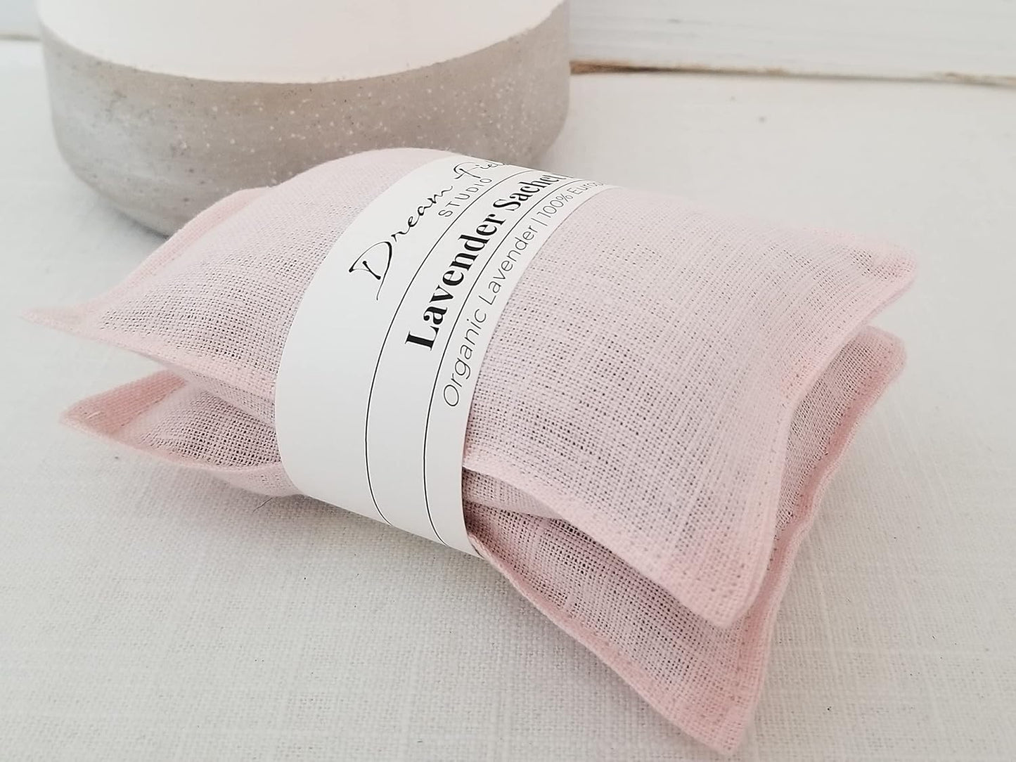Lavender Drawer Sachets - Set of 2, Organic Linen, Aromatherapy Home Gift | Blush Pink