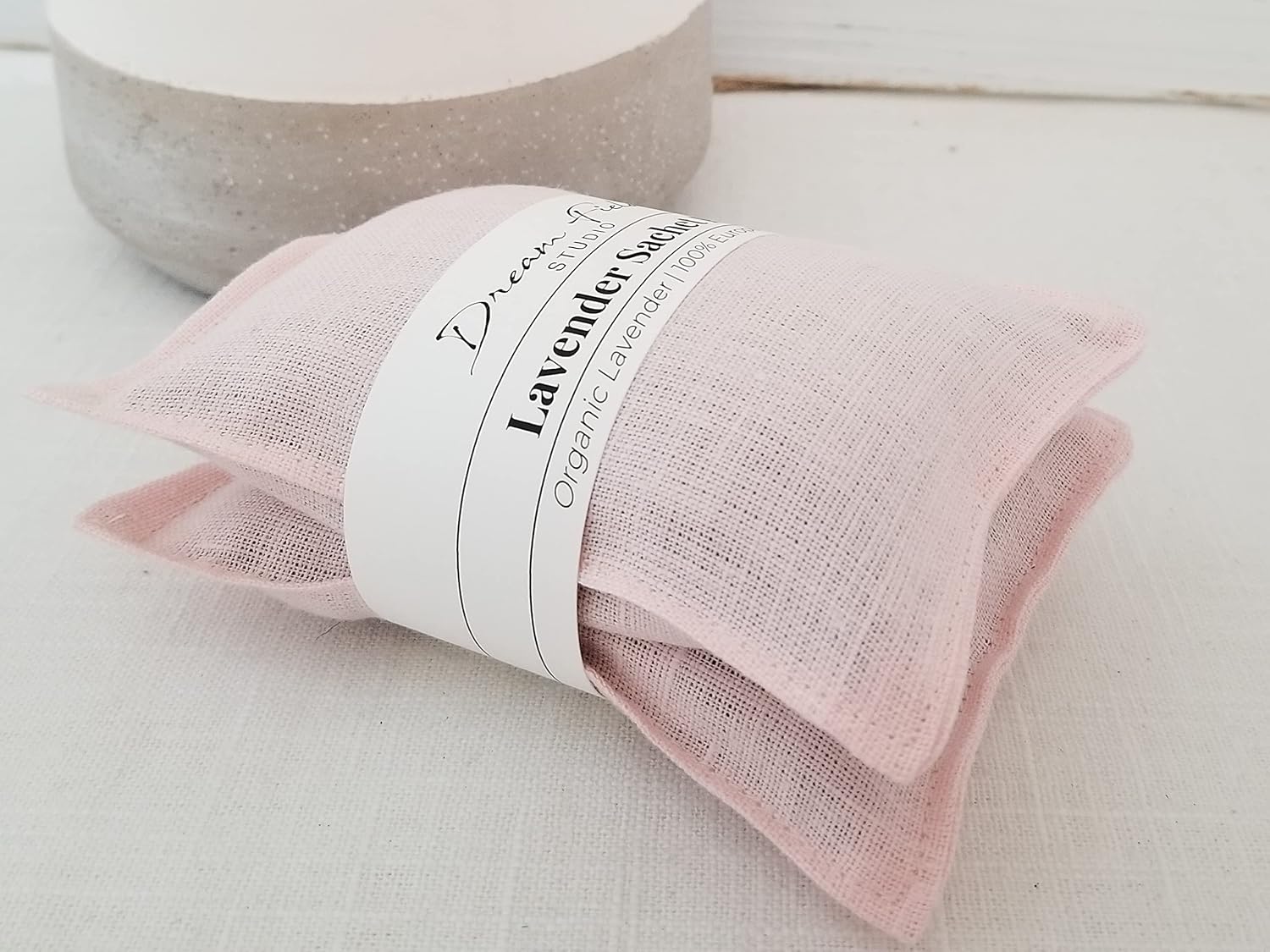 Lavender Drawer Sachets - Set of 2, Organic Linen, Aromatherapy Home Gift | Blush Pink