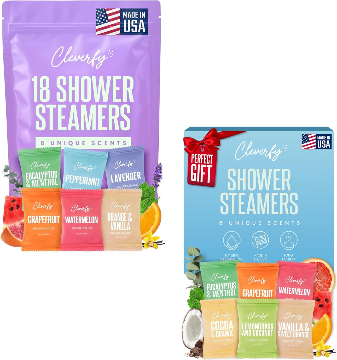 Cleverfy Shower Steamers Aromatherapy for Women and Men – 6 x 18 Pack