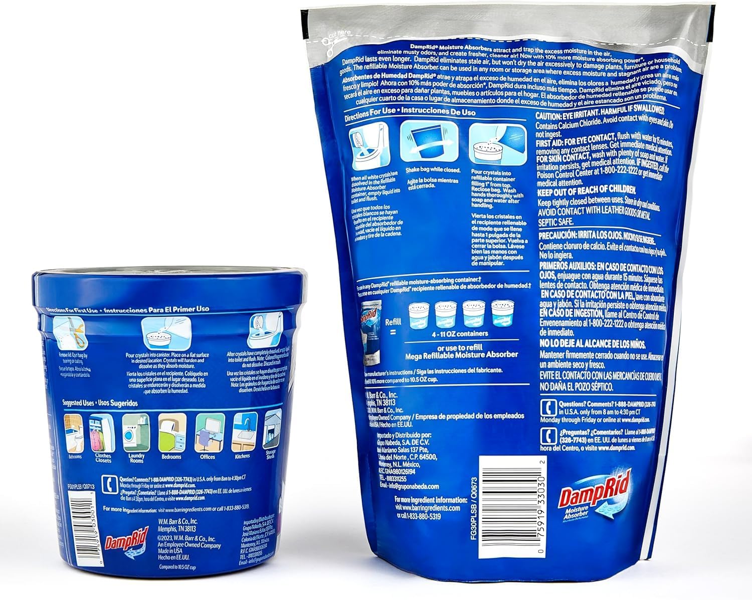 Damp Rid Moisture Absorber Refillable System – 44oz Damp Rid Refill Bag with 11oz Cup, Odor and Moisture Absorber for Closet, Bathroom & Home, Fresh Scent– ILIOS Packaging