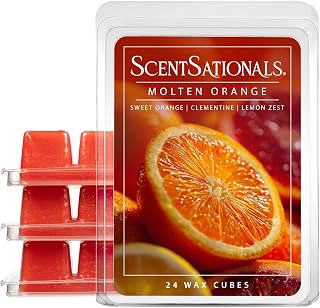 ScentSationals Molten Orange Scented Wax Melts - Sweet Oranges, Clementine, & Lemon Zest, 10oz (24 Cubes)