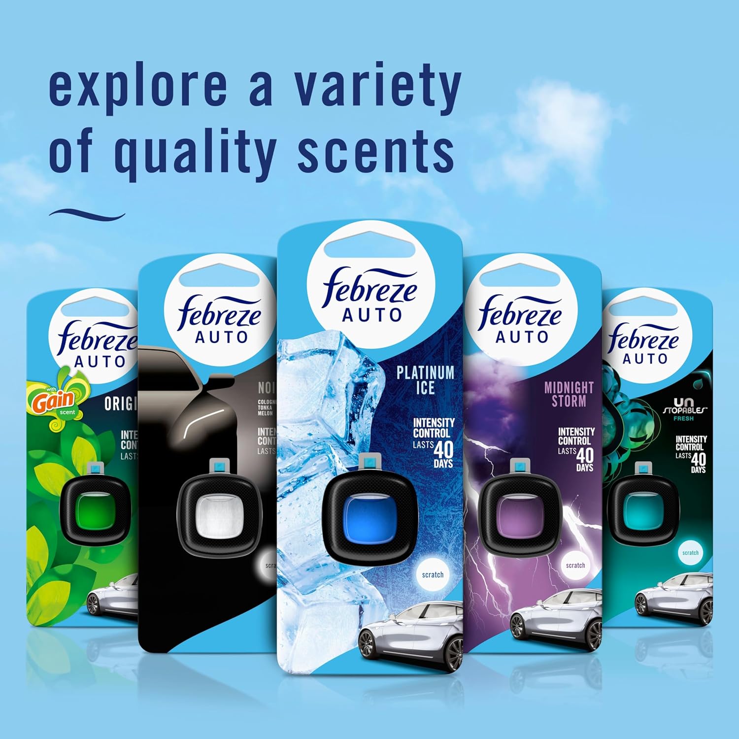Febreze AUTO Air Freshener, Odor-Fighting Automotive Vent Clip, Scented Car Accessories, Long Lasting for Strong Odors, Leather, 2 Count