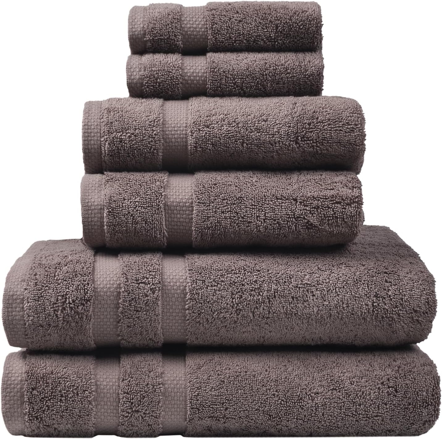SOFE H&L | Olea Luxury Turkish Cotton Bath Towels Set of 6 : 2 Bath Towels 2 Hand Towels 2 Wash Cloths, Dark Gray | Thick, Premium, Soft, Durable, Absorbent - Hotel Quality Towel Sets for Bathroom