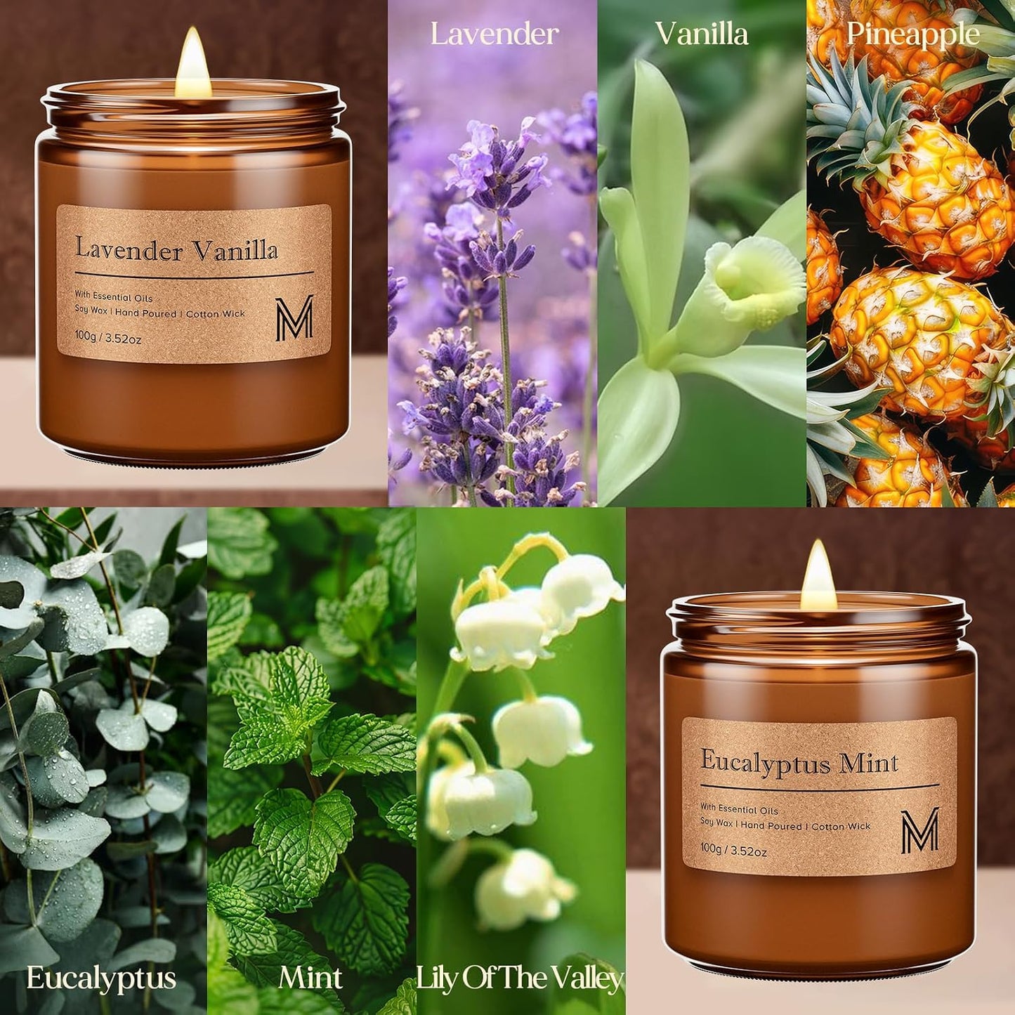M&SENSE 4 Pack Candle Gift Set, Aromatherapy Scented Candle for Home Fragrance, Natural Soy Wax Candles for Stress Relief, Yoga, Long Lasting Small Jar Candle Gift Set for Birthday Housewarming