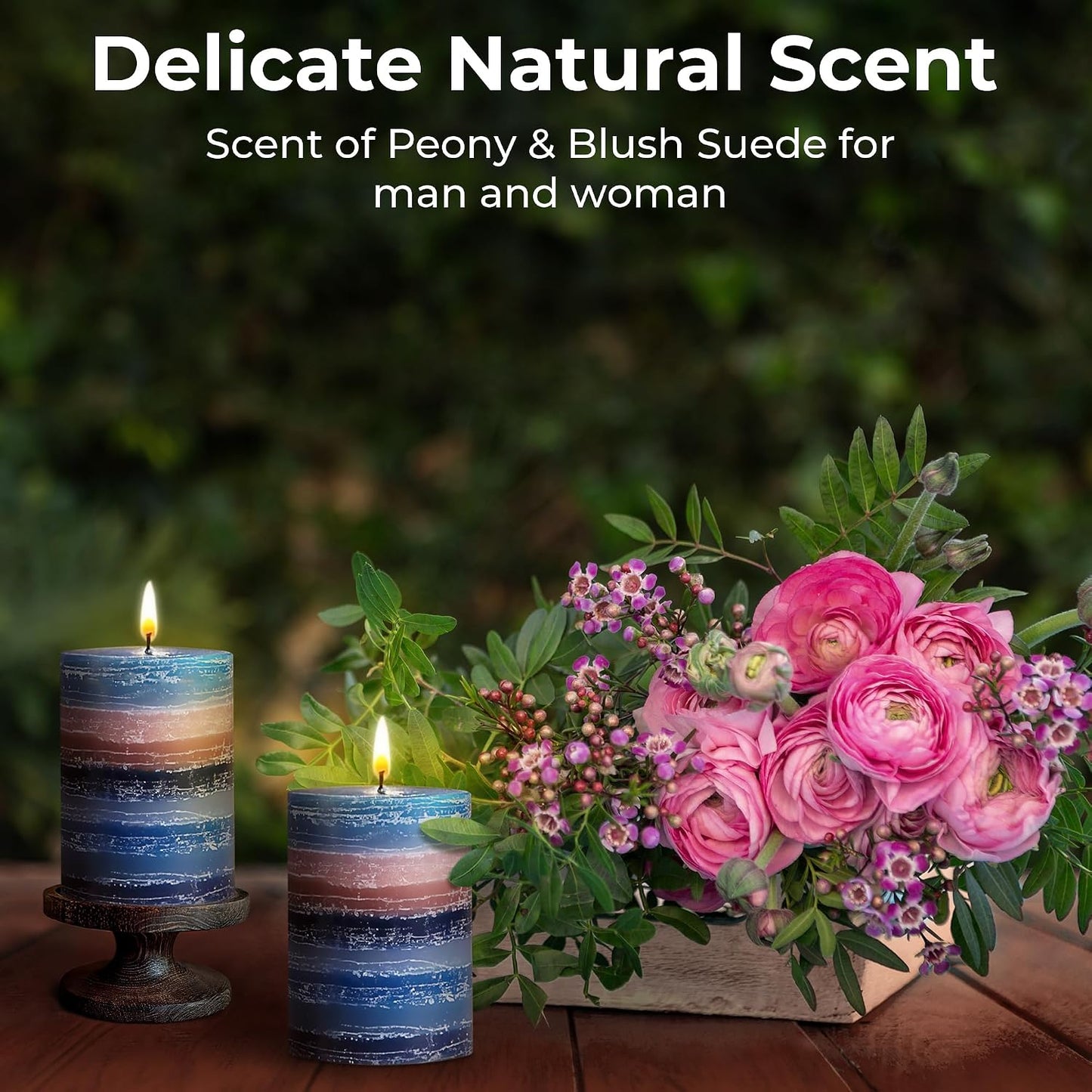 CraftyCrocodile Decorative Scented Pillar Candle - Handcrafted Navy Blue Candles with Cotton Wick, Smokeless for Spa, Aromatherapy, Home, Wedding - 40 Hour Burn Time - 3" W x 4" H
