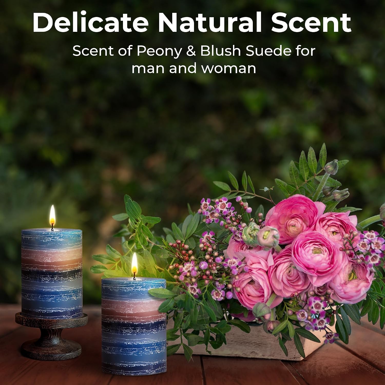 CraftyCrocodile Decorative Scented Pillar Candle - Handcrafted Navy Blue Candles with Cotton Wick, Smokeless for Spa, Aromatherapy, Home, Wedding - 40 Hour Burn Time - 3" W x 4" H