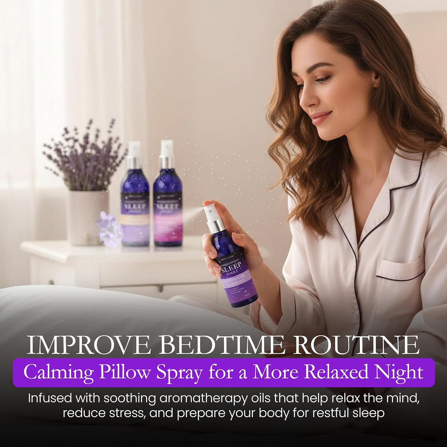 Pillow Sleep Spray Mist for Deep Sleep | Help Stress & Anxiety Relief Aid | (Pack of 3) Calming Lavender, Vanilla, Rose Mist | by Combat Cleaner