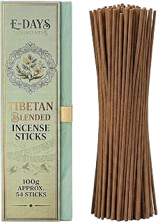Tibetan Blended Incense Sticks - 100g Natural Herbal Incense for Meditation, Relaxation, Sleep, Handcrafted with 30+ Tibetan Botanicals, 54 Sticks, 21cm, 50 Min Burn Time Light Green Gift Box