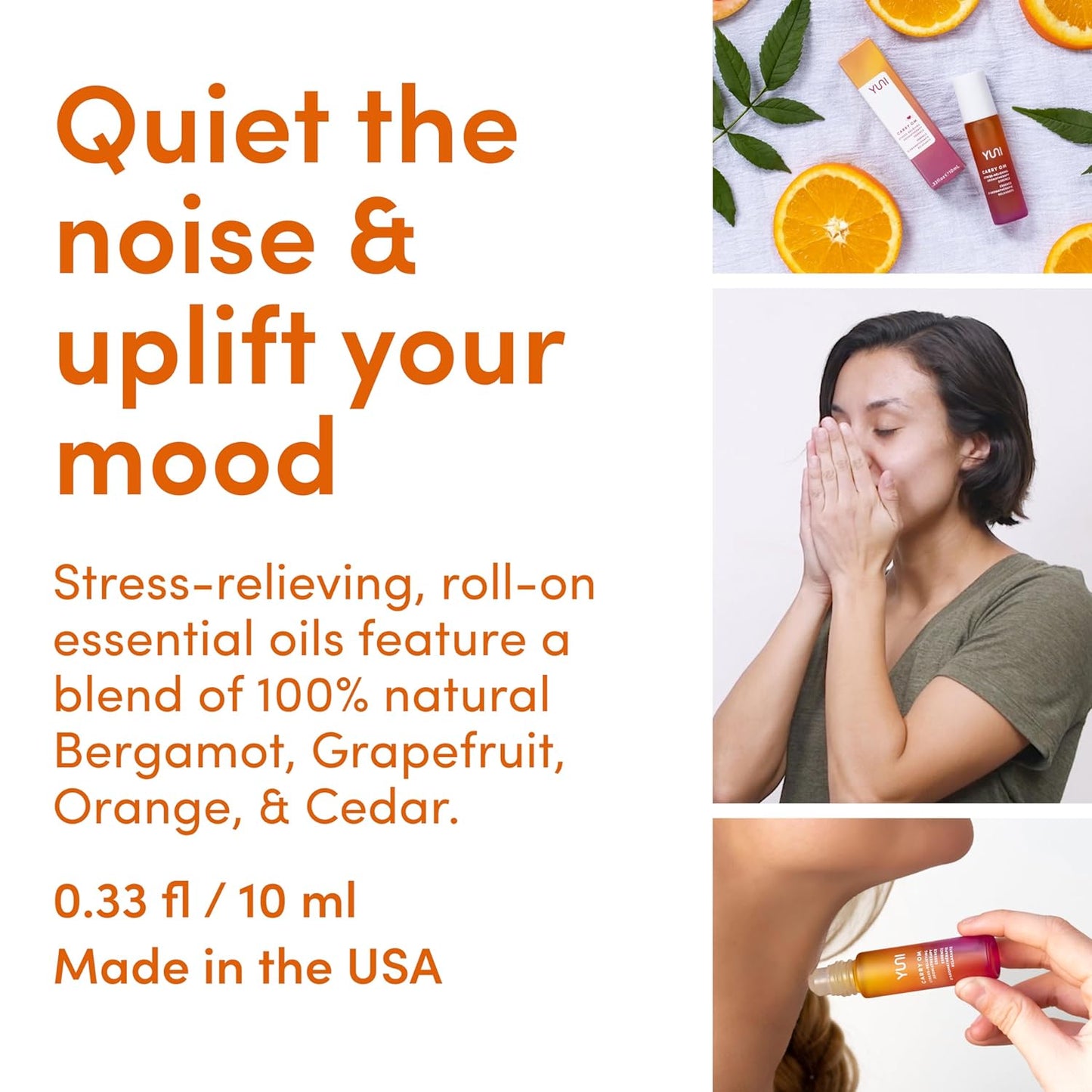 YUNI Beauty Essential Oil Fragrance Roll On (0.33 oz) Carry Om Stress-Relieving Aromatherapy Rollerball - Calming & Soothing Natural Perfume Alternative - All Natural, Paraben-Free, Cruelty-Free