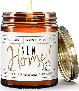 House Warming Gifts New Home, Housewarming Gifts New Home '2026' Soy Candle, w/Vanilla, Coconut & Vetiver I for New House, New House Gift I 9oz Jar, 50Hr Burn, Made in USA