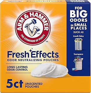 ARM & HAMMER Fresh Effects Odor Neutralizing Baking Soda Pouches, Long-Lasting Fragrance-Free Odor Absorber for Shoes, Cars, Home & Small Spaces, 5 Count