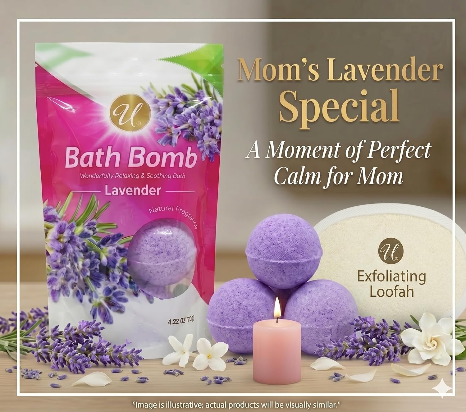 Lavender Bath Bombs 3 Pack with Exfoliating Sponge, Relaxing Aromatherapy Fizz for Men and Women, Spa Gift Set for Self Care, Skin Softening Essentials for Stress Relief and Home Bath Relaxation