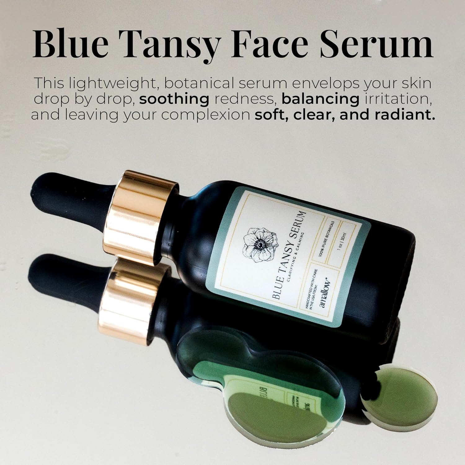 Amallow – Blue Tansy Face Serum – Anti-Aging Calming Botanical Facial Oil for Acne-Prone, Redness-Prone & Sensitive Skin – Rosehip & Jojoba – 1 oz